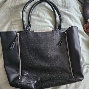 GUESS Black Embossed Logo Tote Bag